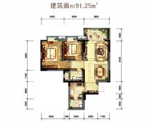 锦悦府2期2室2厅1卫91.25平户型