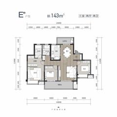 新悦府璞园、新悦府珺园3室2厅2卫143.32平户型