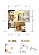 荣盛花语城 1室2厅1卫 43.33平米