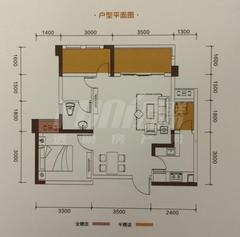 中筑西府兰庭2室2厅1卫65.00平户型