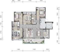 中建凤凰湖畔小区1期4室2厅2卫130.35平户型