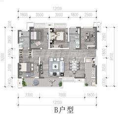 世茂·璀璨天玺1期4室2厅2卫122.55平户型