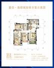 逸都城学府杏林商业中心1期3室2厅2卫104.85平户型