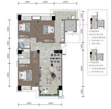 成都轨道崔家店十里风和小区1期3室2厅2卫130.00平户型