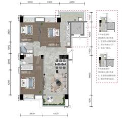 成都轨道崔家店十里风和小区1期3室2厅2卫130.00平户型