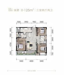钟家湾TOD澜苑1期3室2厅2卫125.00平户型