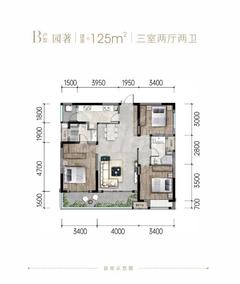 钟家湾TOD澜苑1期3室2厅2卫125.00平户型