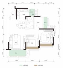 北城映像4期2室2厅1卫88.00平户型
