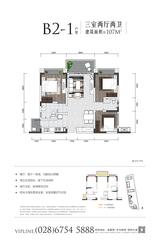 御景·上悦1期 3室2厅2卫 107.00平米