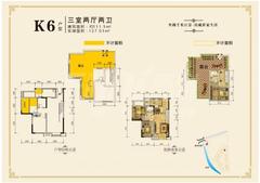 棕榈湖国际社区三期3室2厅2卫109.74平户型