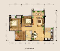 银海中心3室2厅1卫87.40平户型
